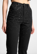 scattered-rhinestone-mini-flare-jeans-washed-black