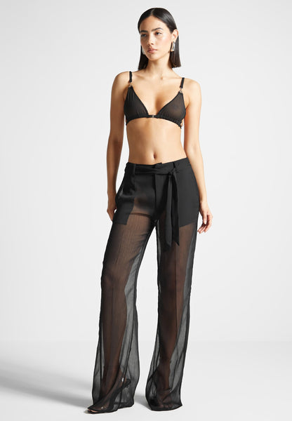 Nensi Dojaka Black Semi-Sheer Trousers for Women