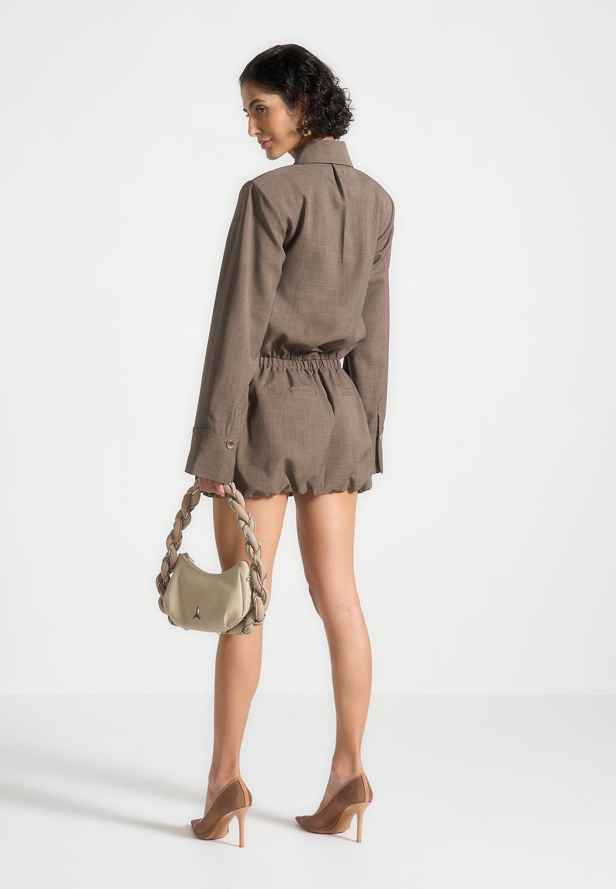 Laure - Cargo Shirt Mini Dress - Dark Taupe
