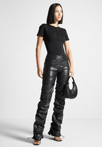 Tacked Leather T-Shirt Jumpsuit - Black