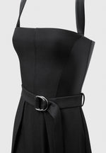 Sabine - Tailored Pleat Jumpsuit with Belt - Black