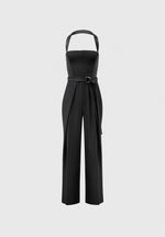 Sabine - Tailored Pleat Jumpsuit with Belt - Black