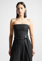 Sabine - Tailored Pleat Jumpsuit with Belt - Black