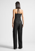 Sabine - Tailored Pleat Jumpsuit with Belt - Black