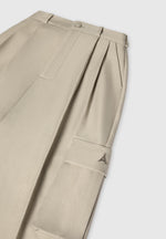 Danielle - Tailored Pleated Cargo Trousers - Beige