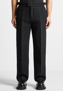 Tailored Wool Twill Trousers  - Black