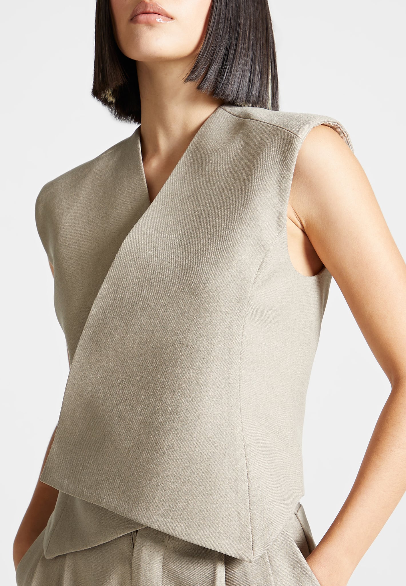 Laurence - Tailored Wrap Waistcoat - Beige