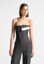 Camille - Tailored Pinstripe Jumpsuit - Grey