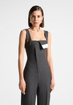 Camille - Tailored Pinstripe Jumpsuit - Grey