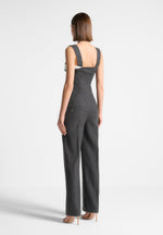 Camille - Tailored Pinstripe Jumpsuit - Grey
