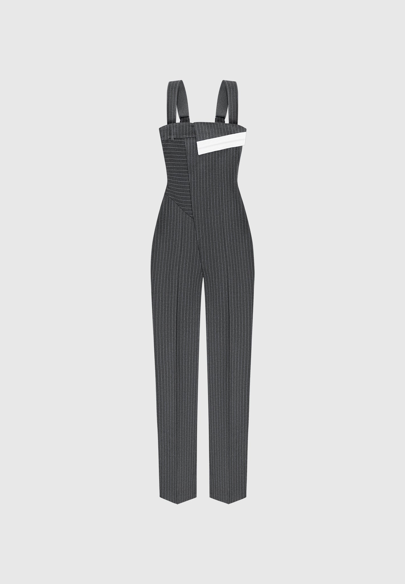 Camille - Tailored Pinstripe Jumpsuit - Grey