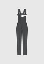 Camille - Tailored Pinstripe Jumpsuit - Grey