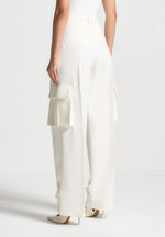 Danielle - Tailored Pleated Cargo Trousers - Off White