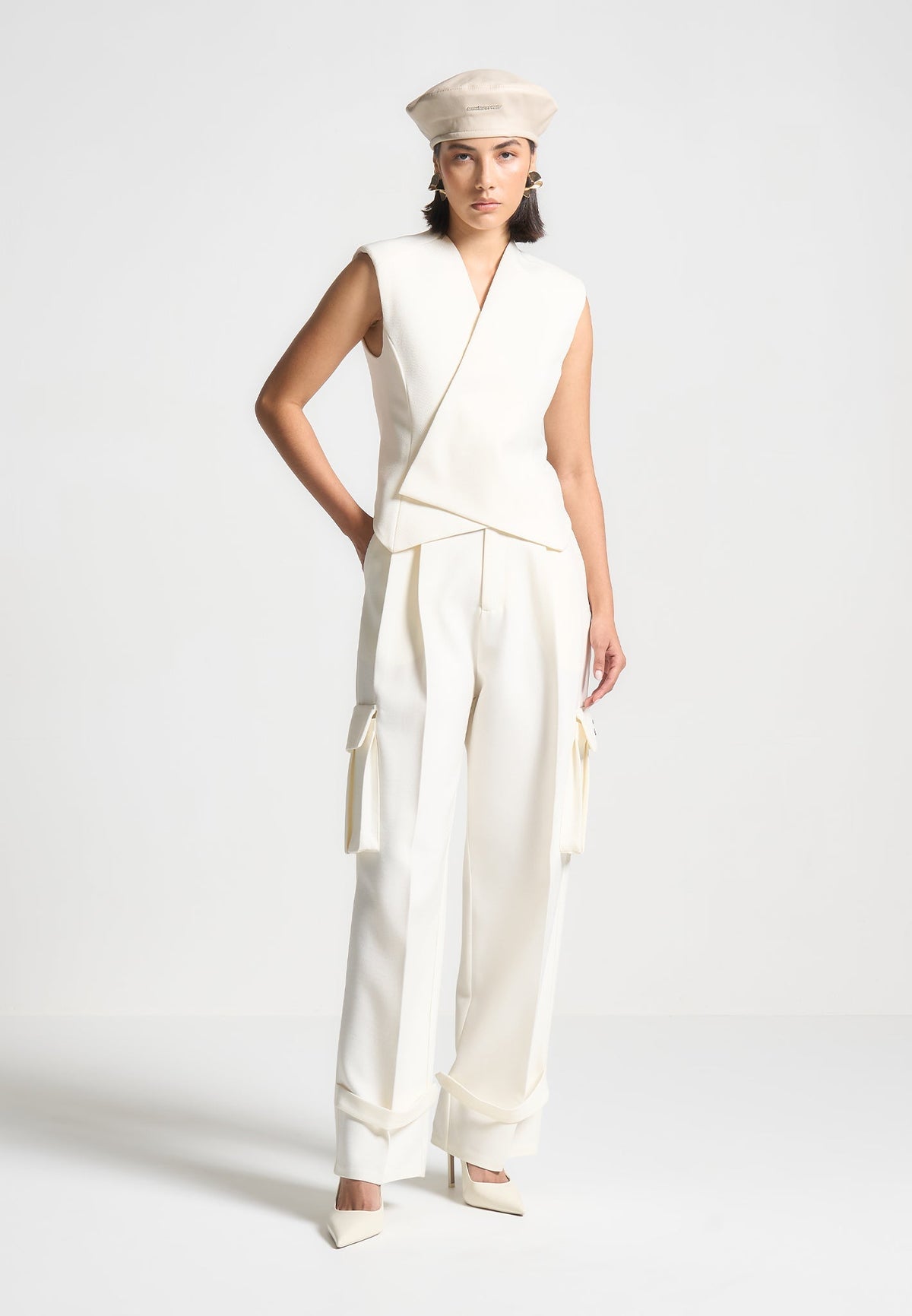 L⁠aurence - Tailored Wrap Suit Vest - Cream