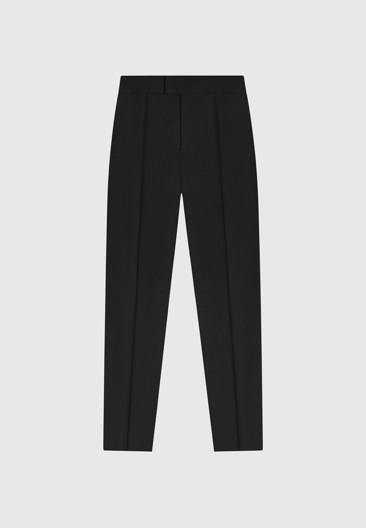 Tapered Fit Press Crease Tailored Trousers - Black