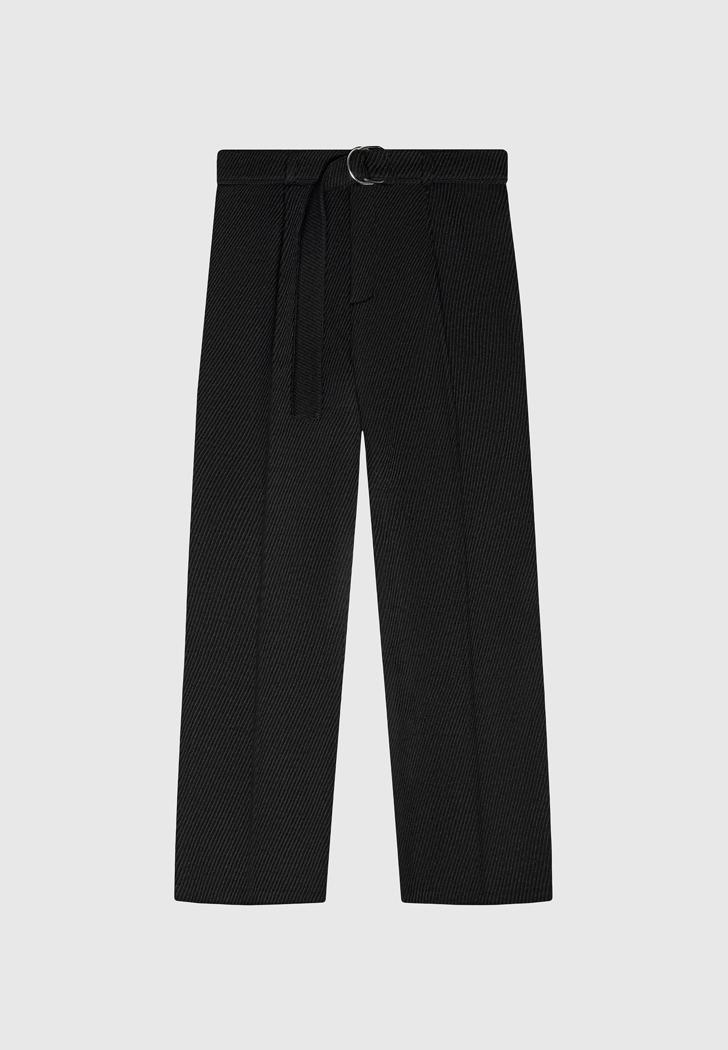 Twill Trousers With Belt - Black
