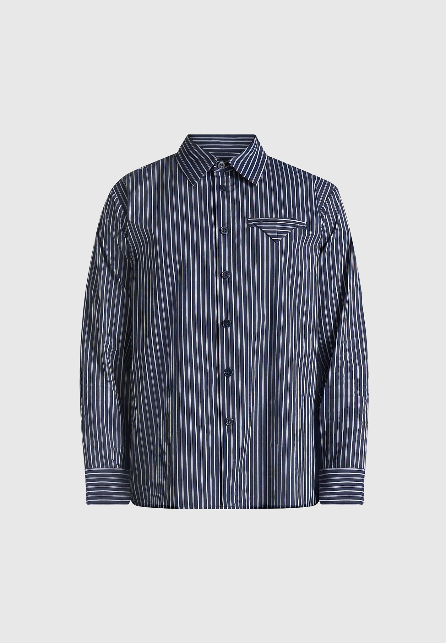 Ronnie - Unisex Pinstripe Long Sleeve Shirt - Navy
