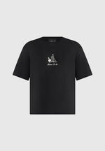 TS008 - Unisex Floral Eiffel Cotton T-Shirt - Black