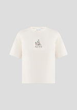 TS008 - Unisex Floral Eiffel Cotton T-Shirt - Cream