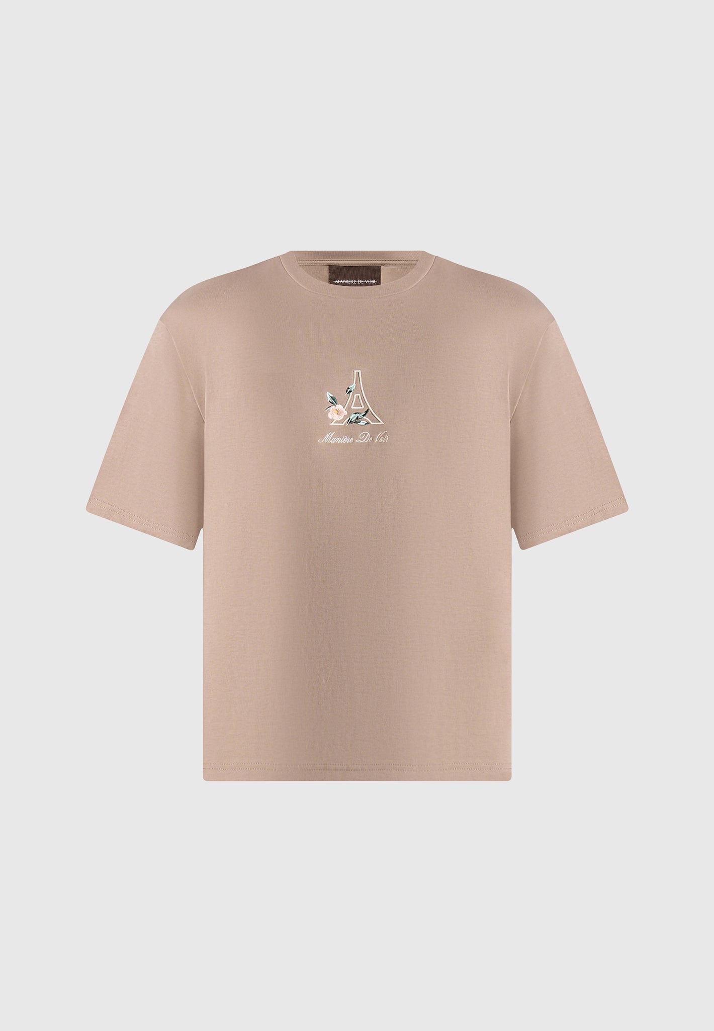 TS008 - Unisex Floral Eiffel Cotton T-Shirt - Taupe
