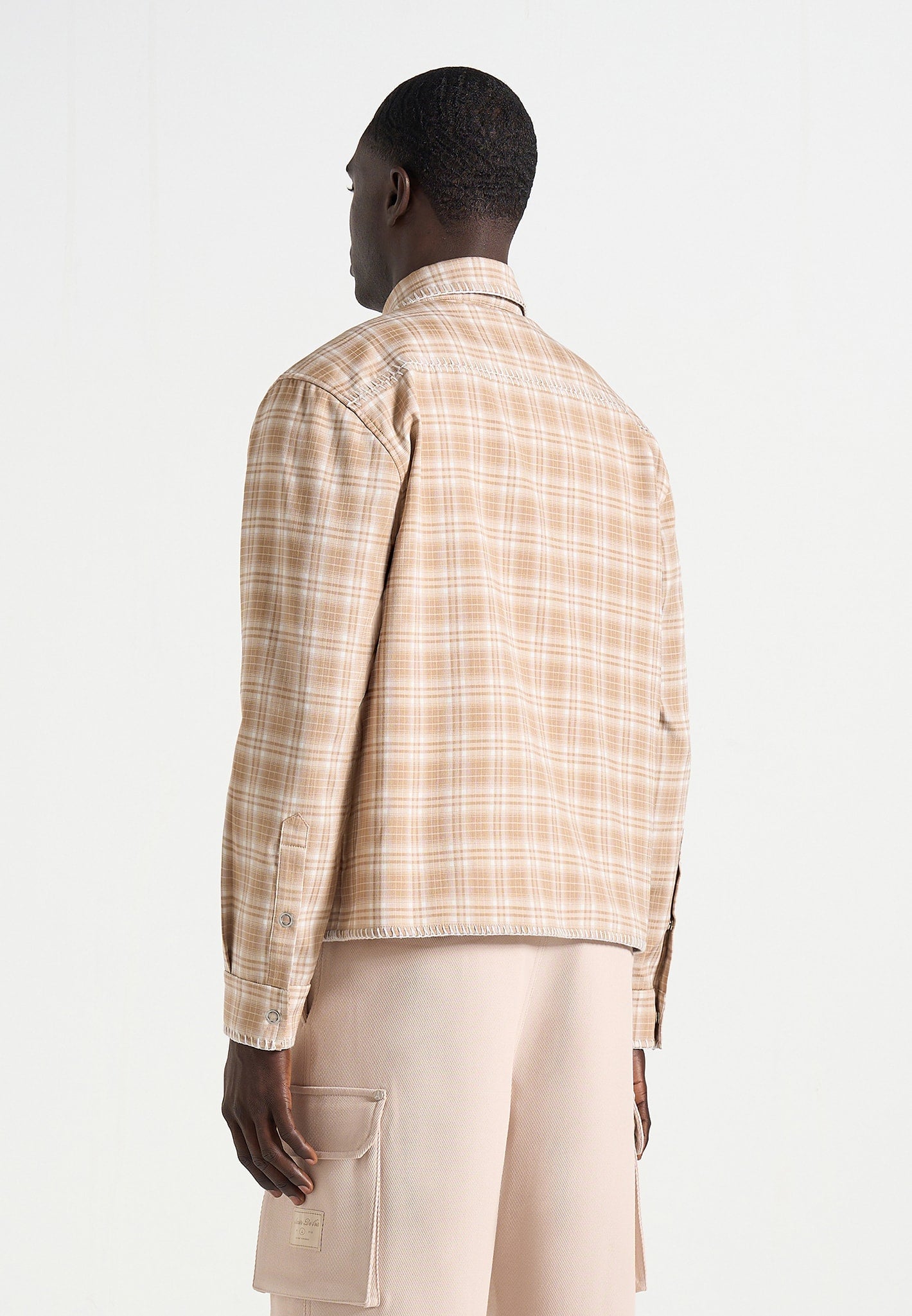 blake-unisex-whipstitch-check-shirt-beige