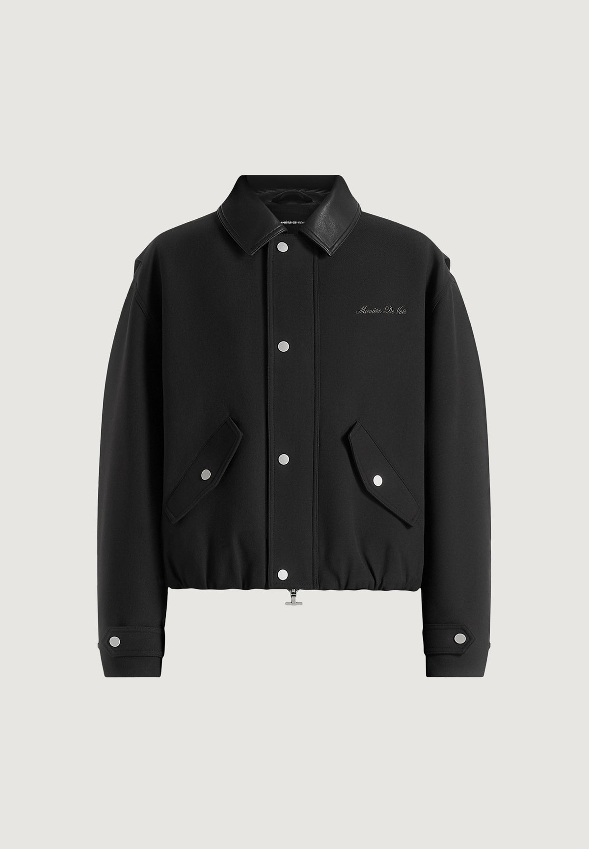 Cameron - Unisex Oversized Tailored Wool-Blend Bomber Jacket - Black