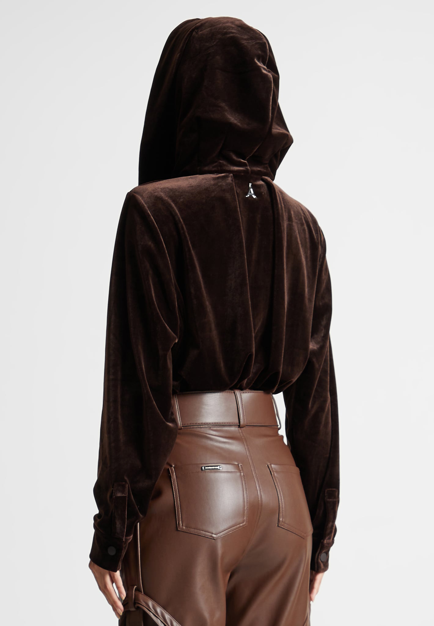 Short Sleeve Bodysuit with Hood - Black