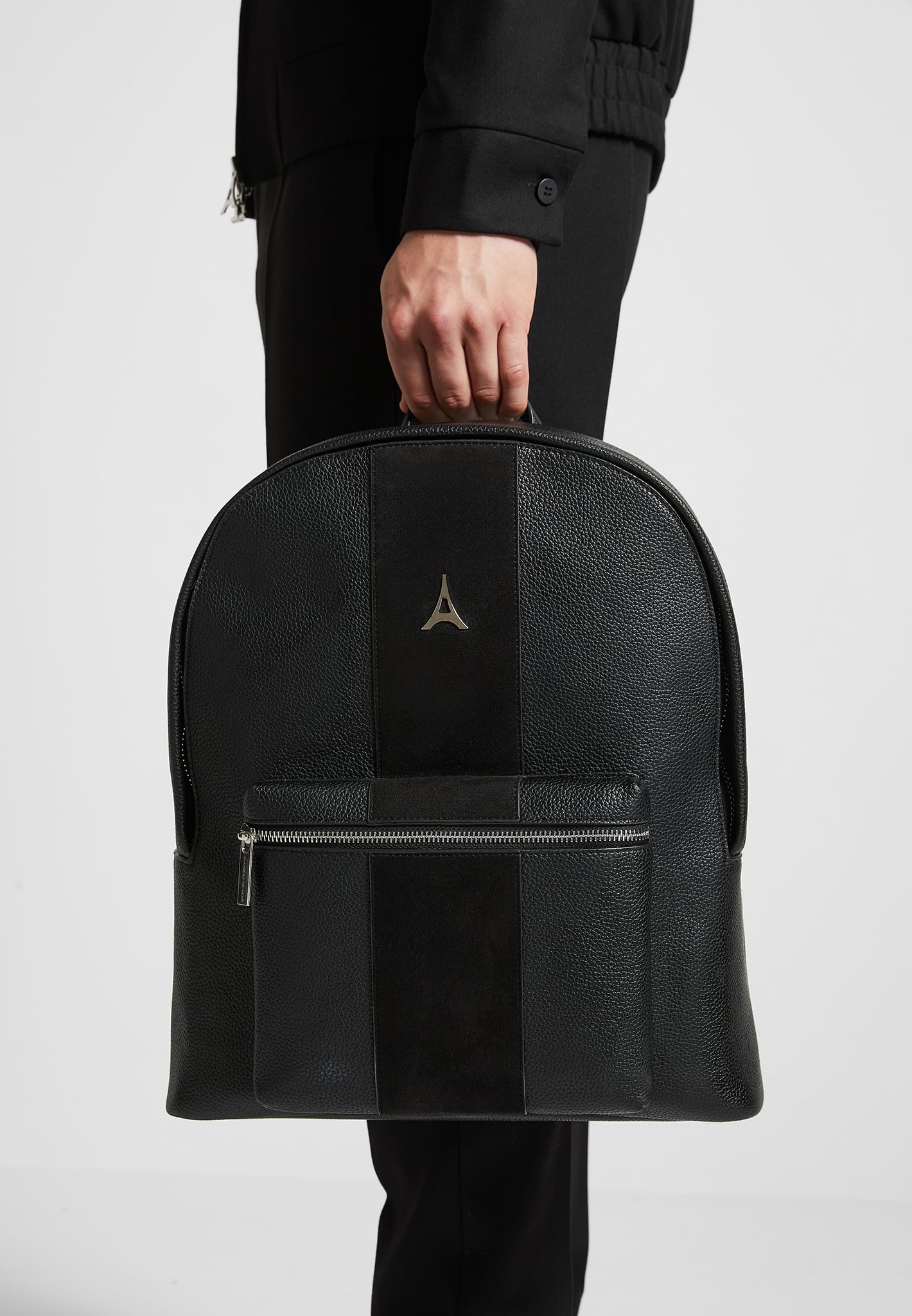 vegan-leather-backpack-with-suede-panel-black-2