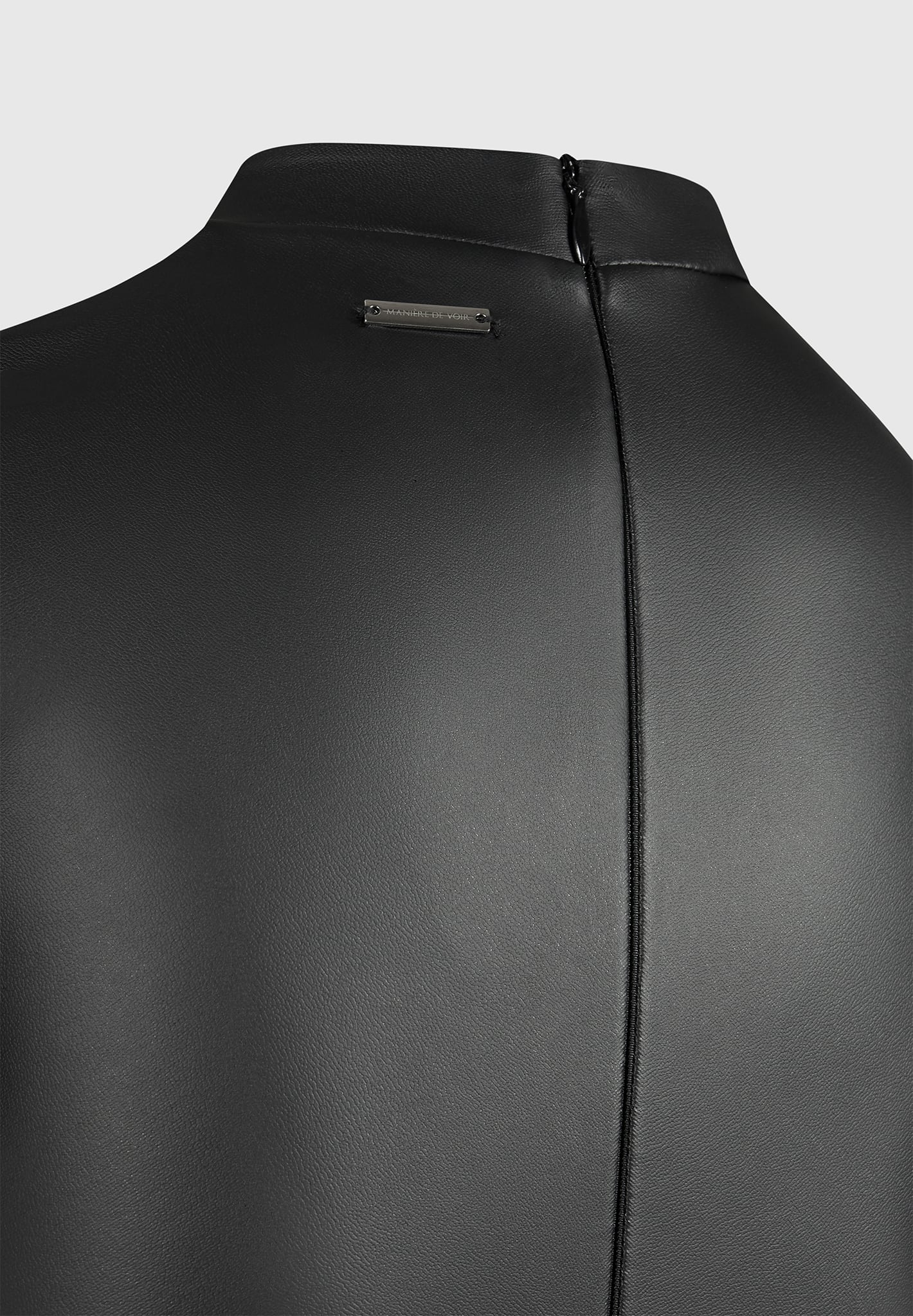 Vegan Leather Bodysuit with Mesh Gloves - Black
