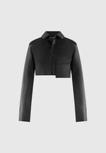 Bernadette - Leather Contrast Cropped Shirt - Black