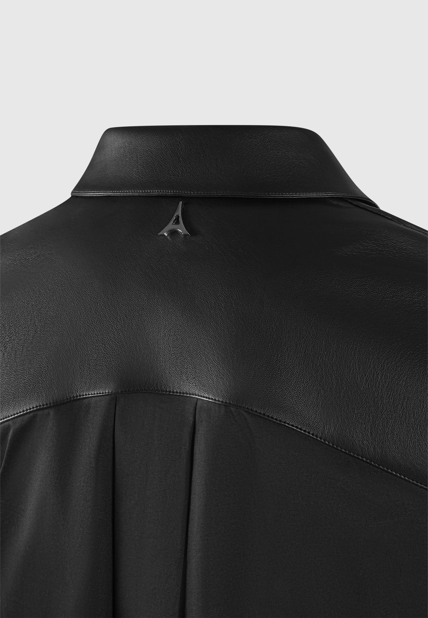 Bernadette - Leather Contrast Cropped Shirt - Black