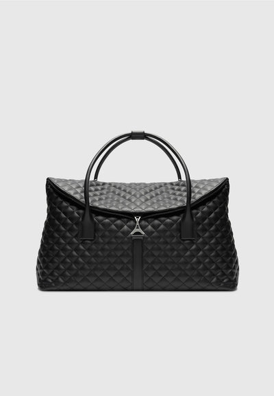 leather-diamond-quilted-travel-bag-black
