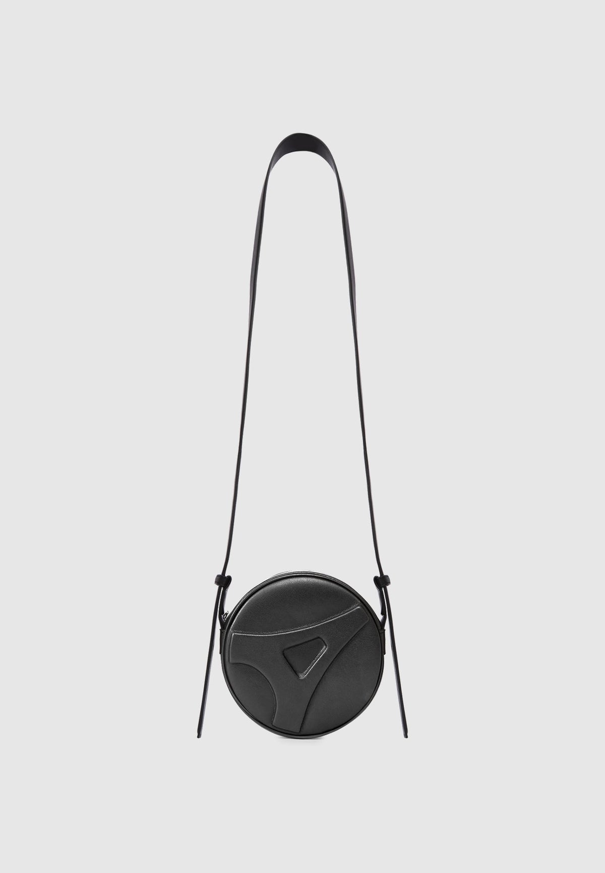Leather Embossed Eiffel Round Bag - Black