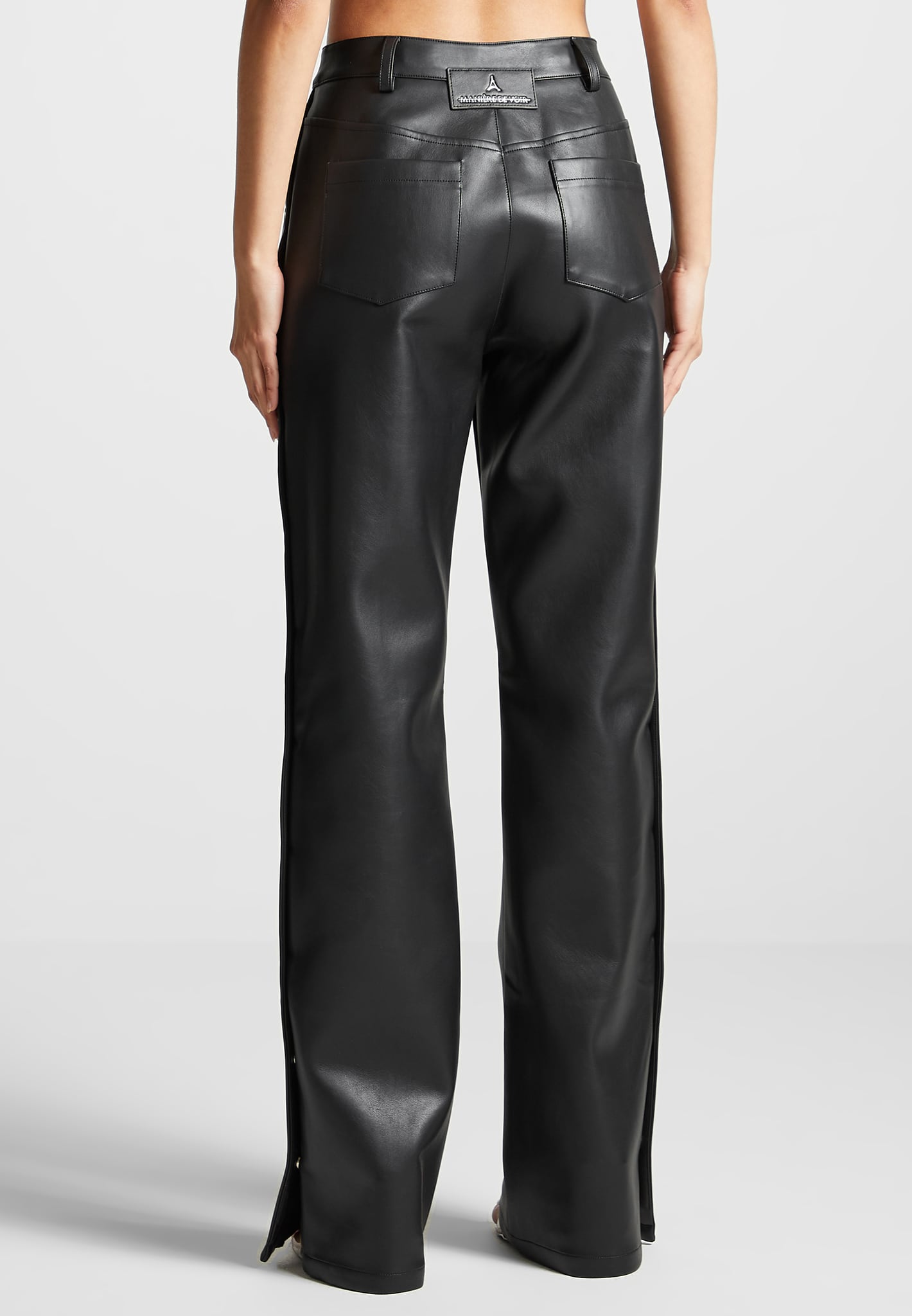 vegan-leather-pintuck-popper-trousers-black
