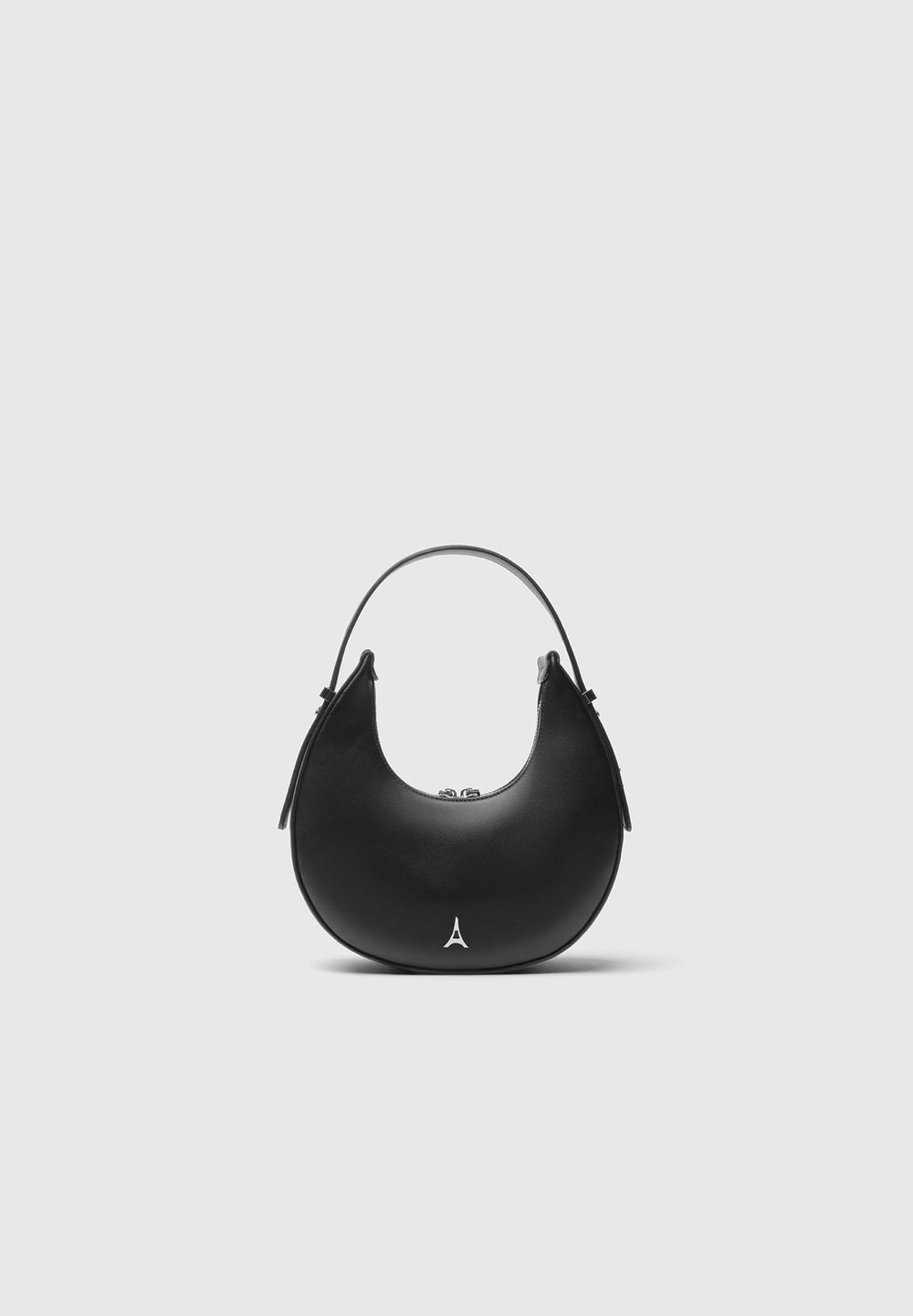 Round Vegan Leather Bag - Black