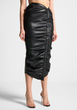 vegan-leather-ruched-midaxi-skirt-black