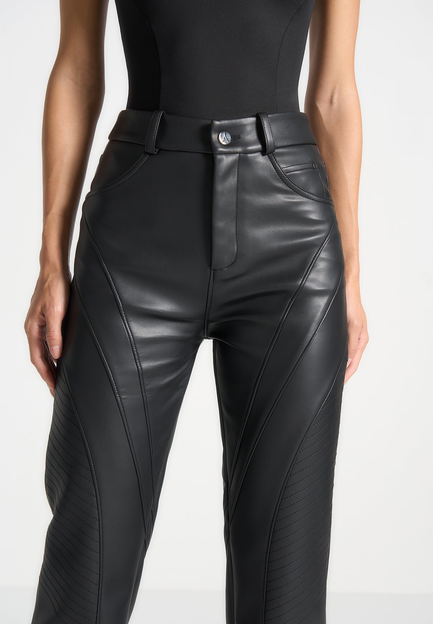 Leather Biker Pants - Black