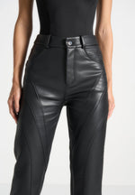 Leather Biker Pants - Black