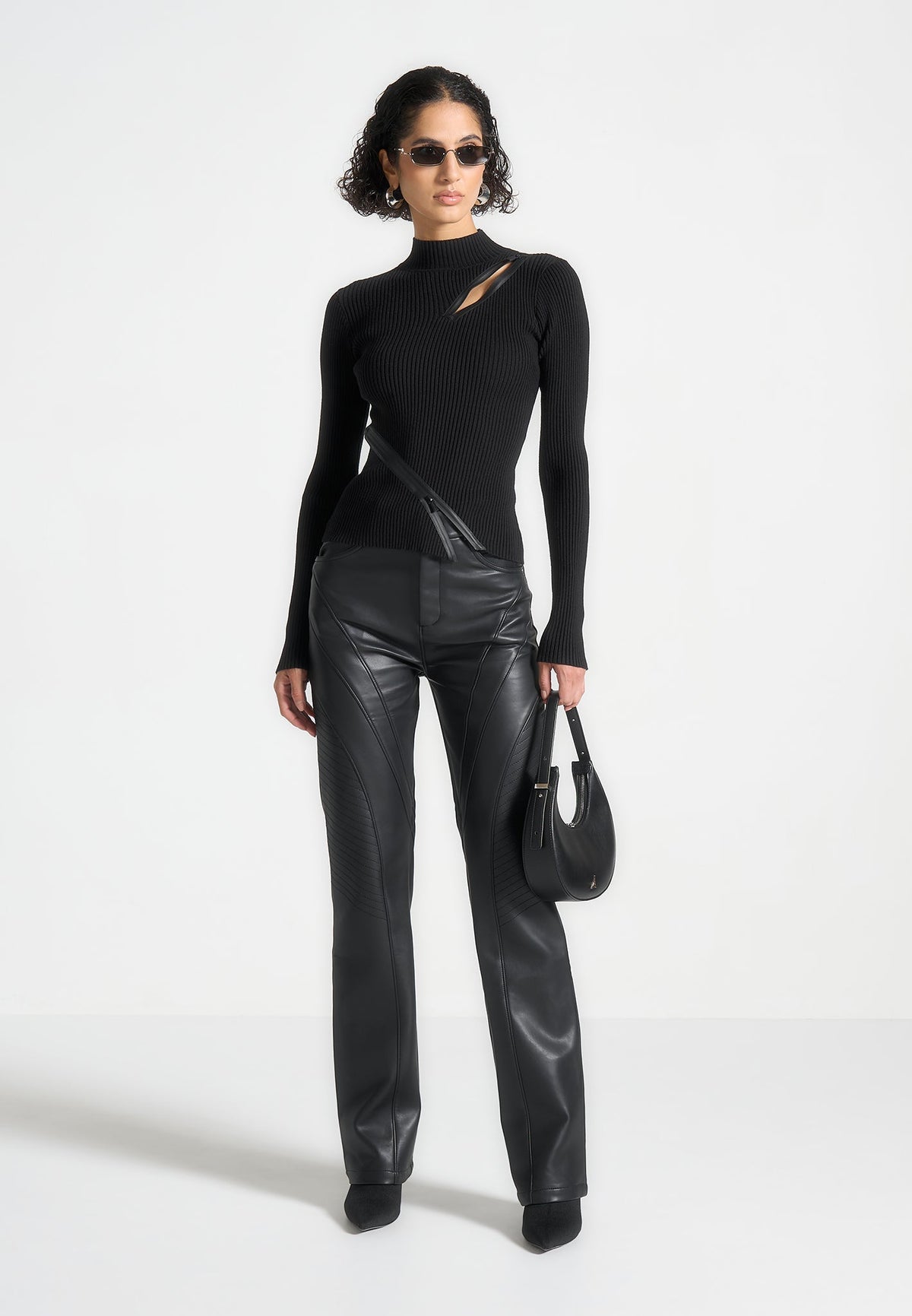 Leather Biker Pants - Black