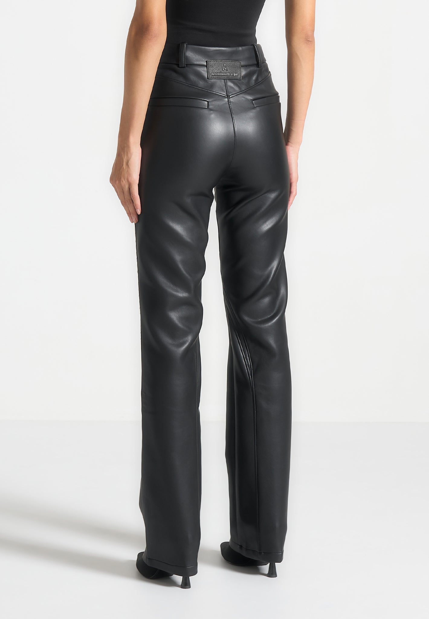 Leather Biker Pants - Black