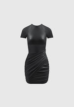 vegan-leather-gathered-dress-black