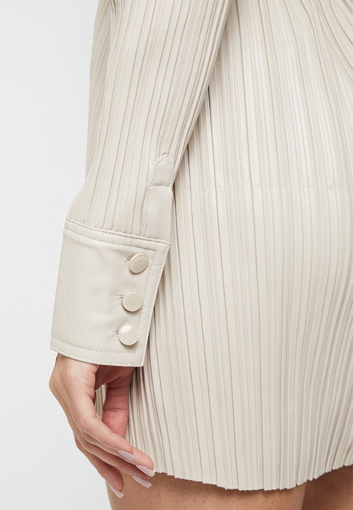vegan-leather-pleated-shirt-dress-stone