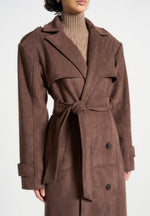 vegan-suede-trench-coat-brown