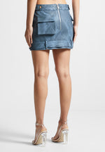 vintage-vegan-leather-cargo-mini-skirt-blue