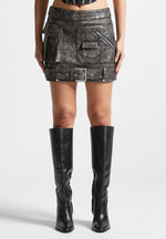 vintage-vegan-leather-cargo-mini-skirt-grey