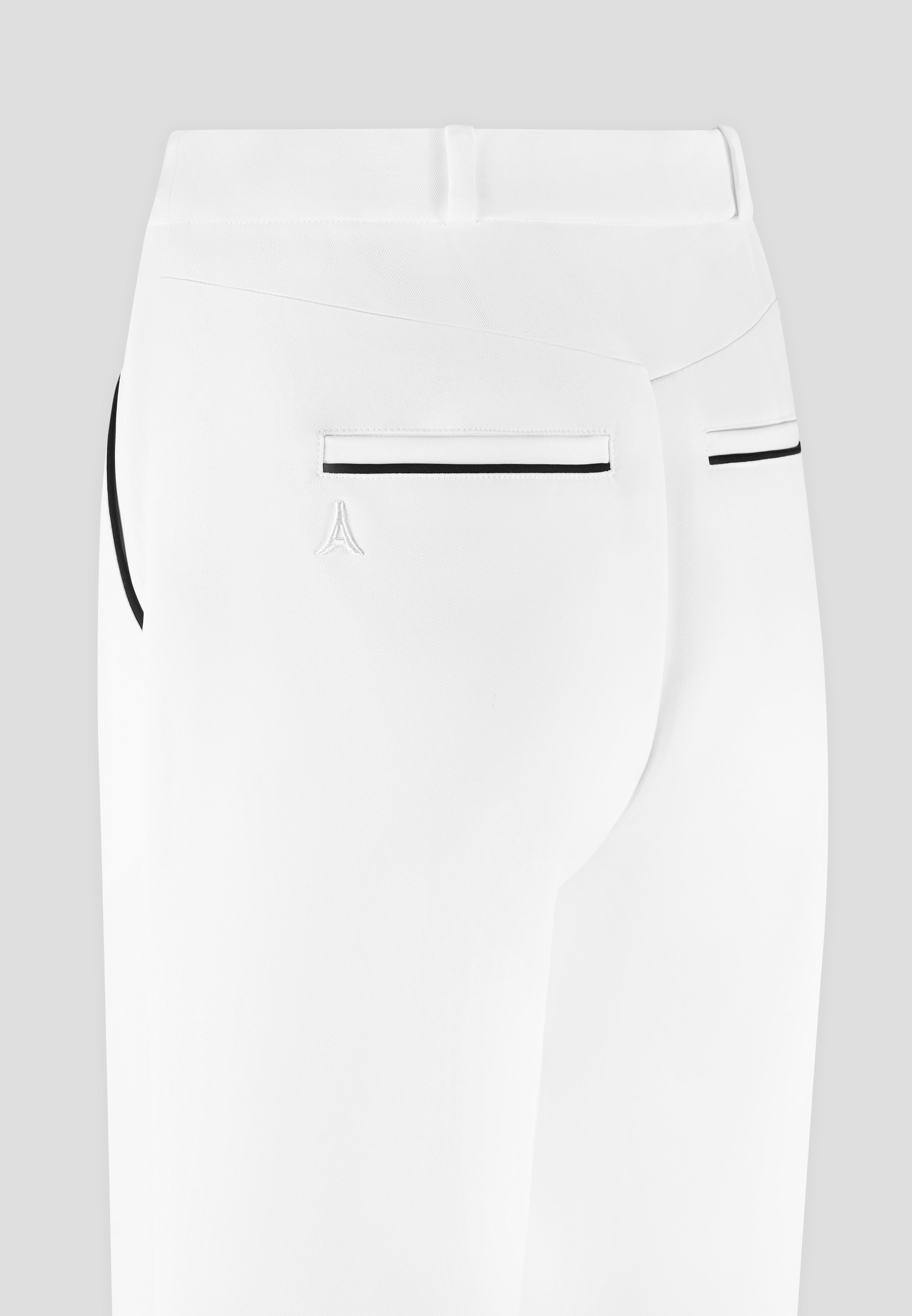 Mina - Contrast Piped Pleated Pants - White/Black
