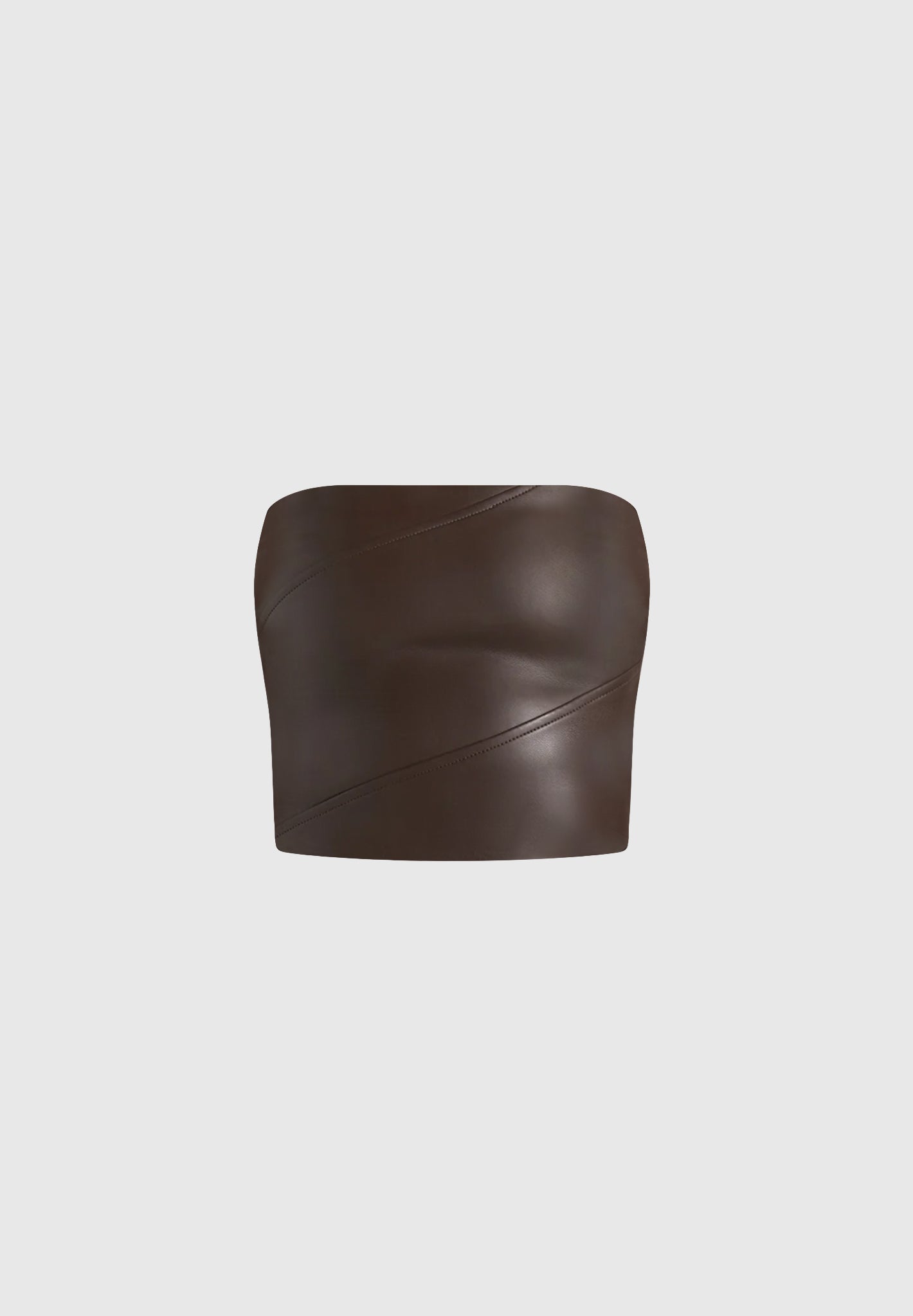 Evie - Bandeau Leather Corset Top - Brown