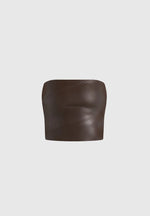 Evie - Bandeau Leather Corset Top - Brown