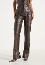 Lucia - Python Straight Leg Pants - Brown