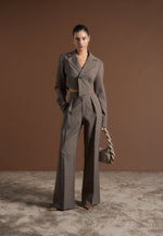 Elsa - High Waisted Tailored Pants - Dark Taupe